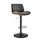 Armen Living Brock Adjustable Black Faux Leather and Walnut Wood Bar Stool with Black Base LCBCBAWABLBL - alternate 1